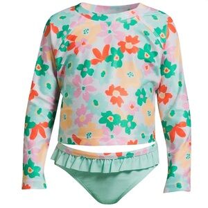 Wonder Nation toddler girls long sleeve 2 piece swim set; size: 12M
